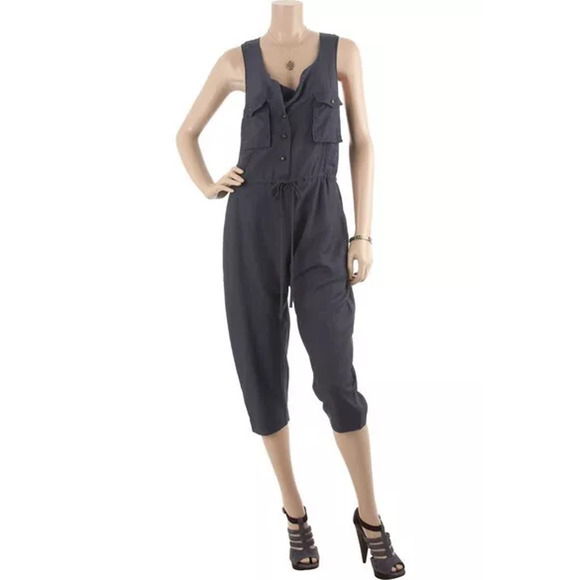 3.1 Phillip Lim Sleeveless Straight Leg Cargo Jumpsuit Linen Blend Gray Size 6 - Picture 1 of 16